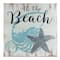 8" Blue & White At the Beach with Seashells & Starfish Plaque Wall Accent